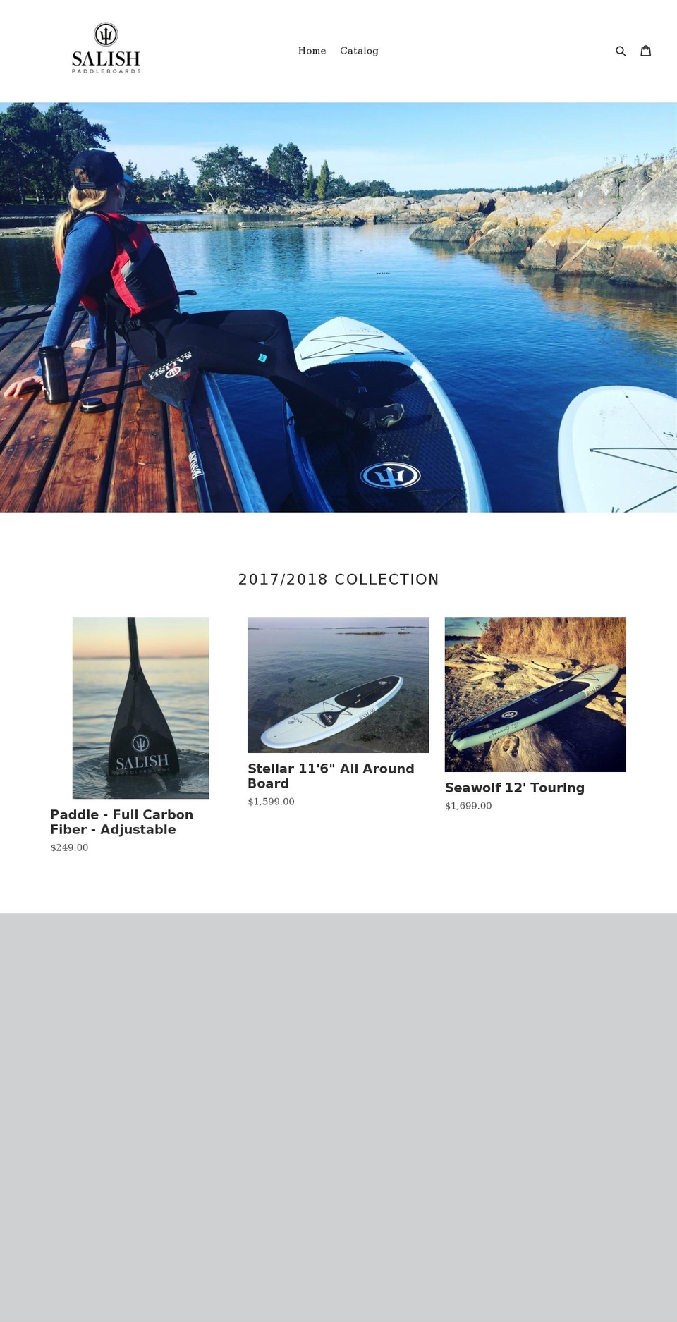 salishpaddleboards.com — Shopify storefront screenshot