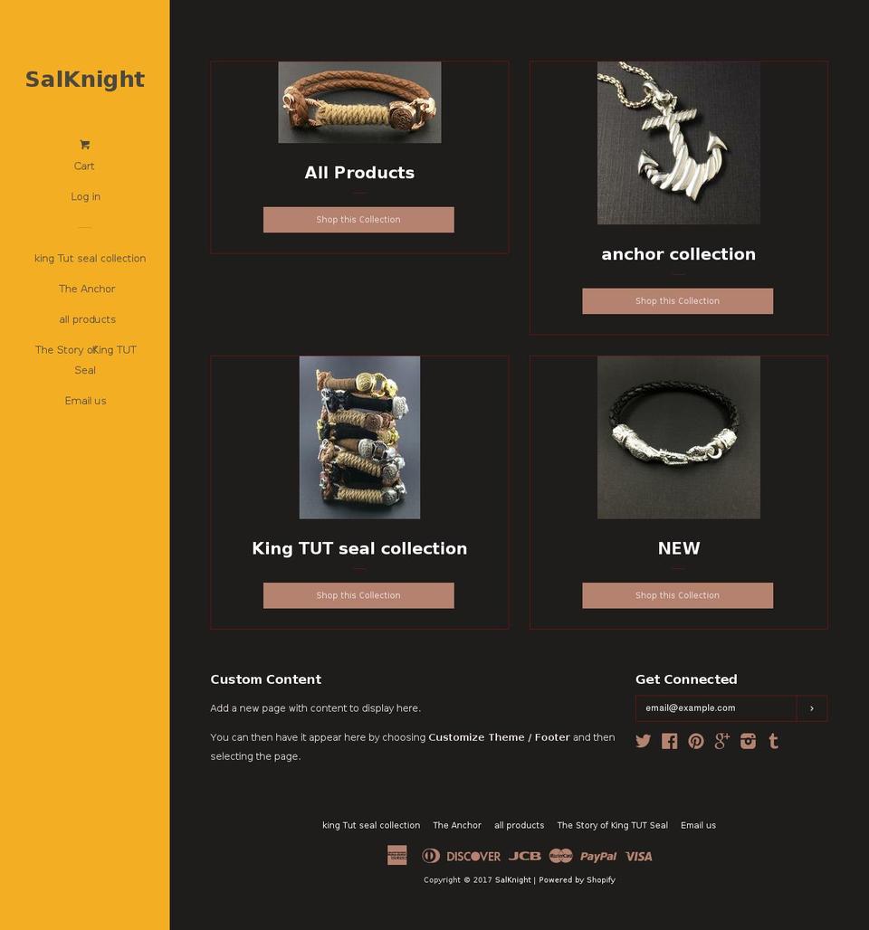 salknight.com shopify website screenshot
