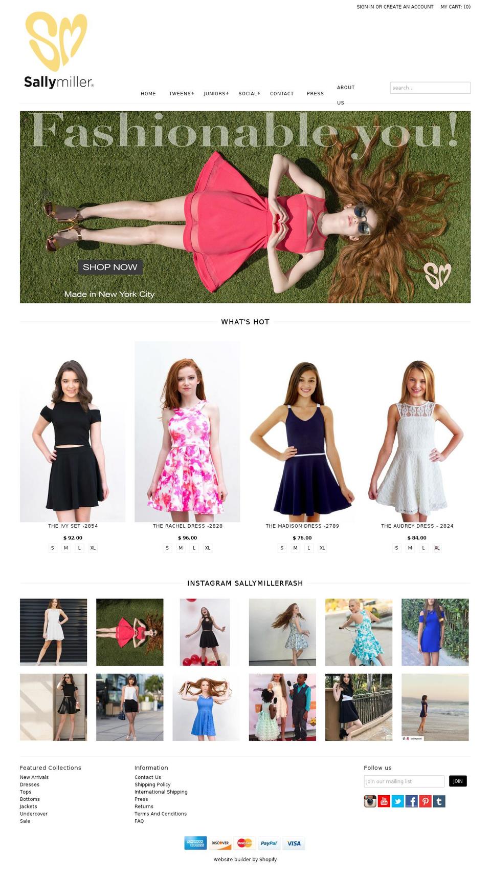 sallymillershop.com shopify website screenshot