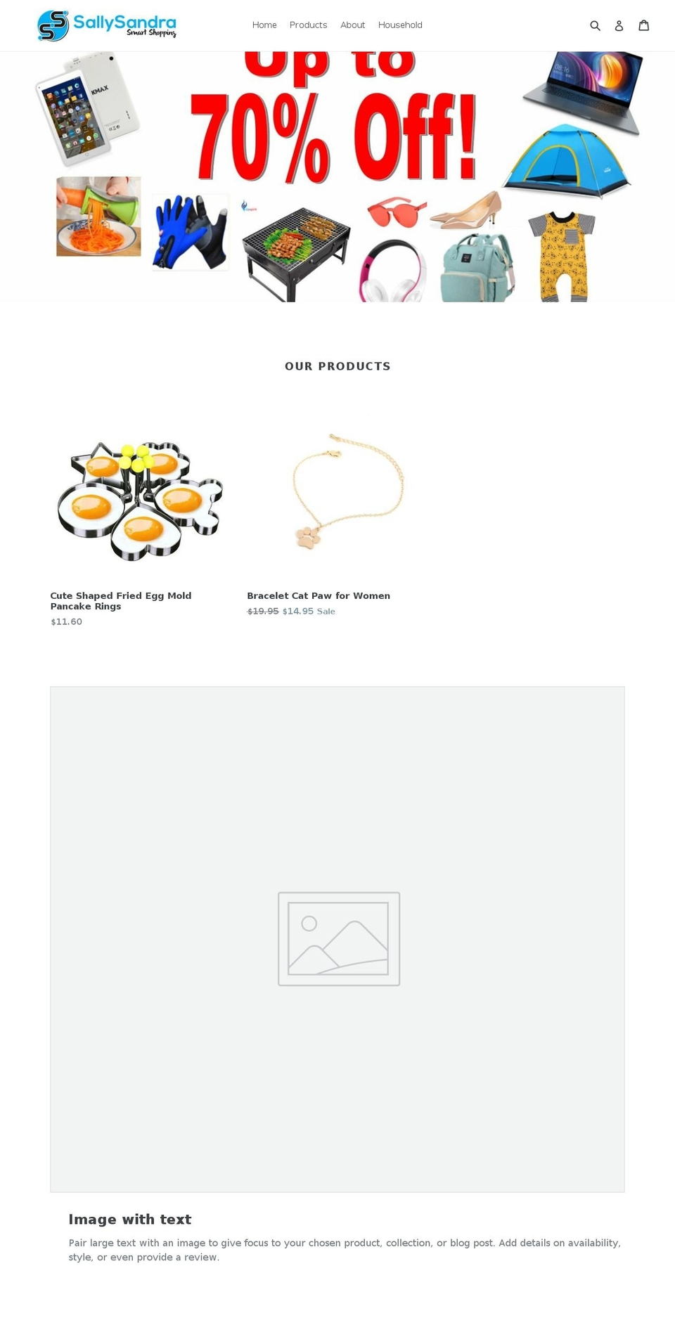 sallysandra.com — Shopify storefront screenshot