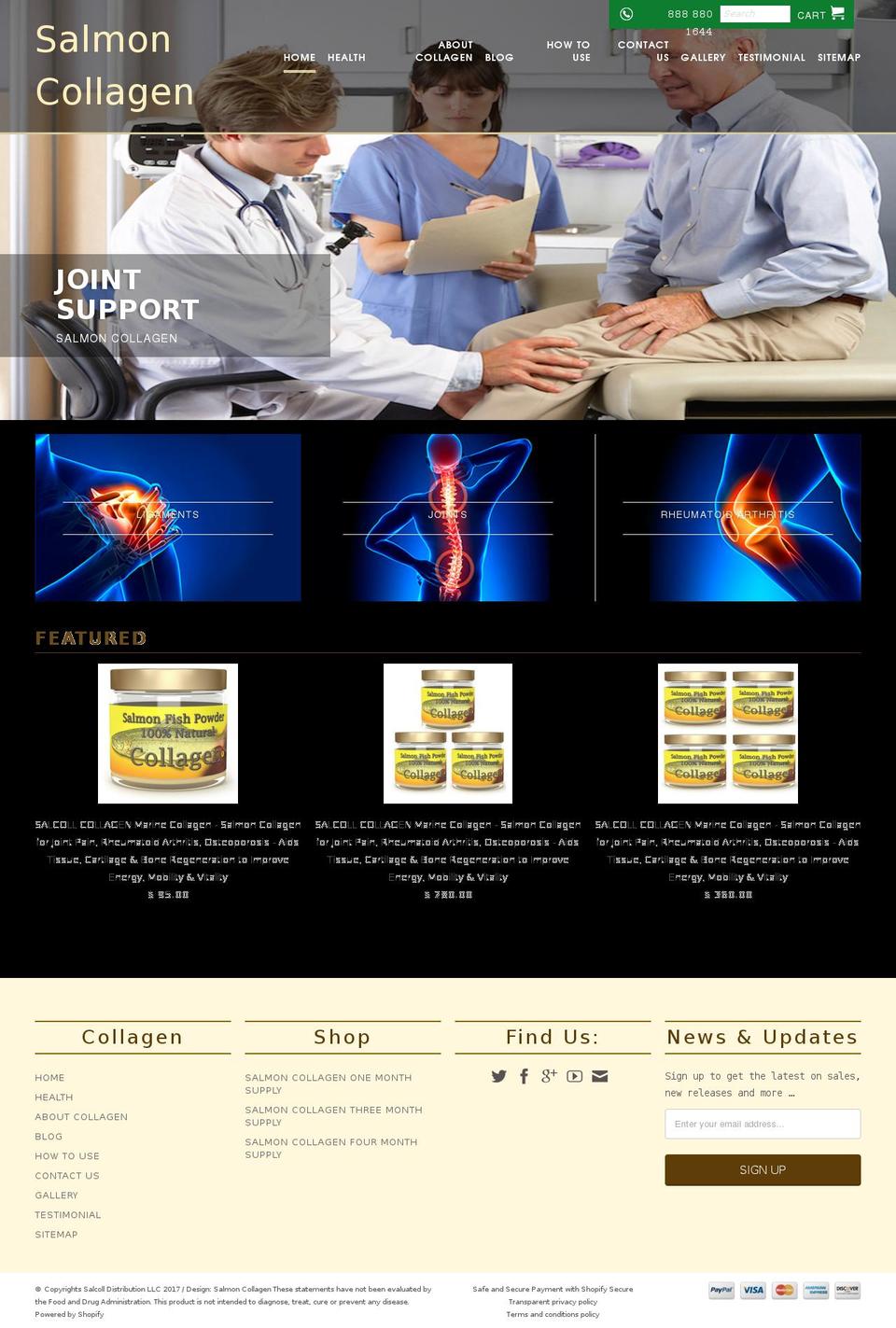 salmoncollagen.com shopify website screenshot
