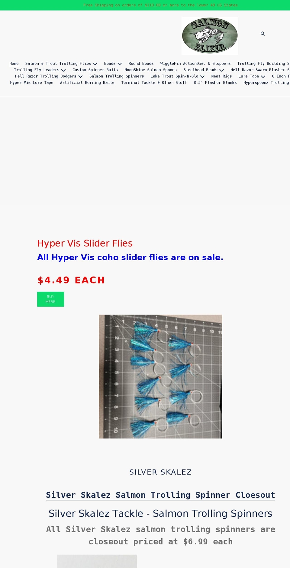 salmonelixir.com shopify website screenshot