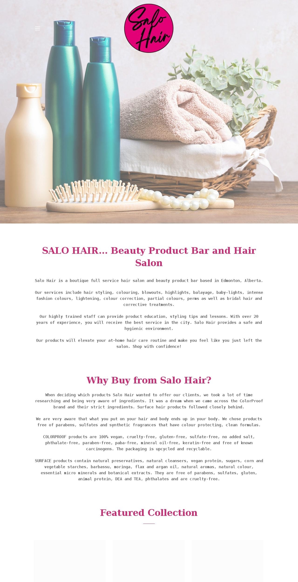 salohair.com shopify website screenshot