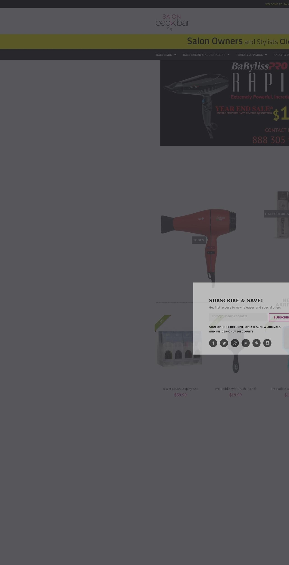 salonbackbar.com shopify website screenshot