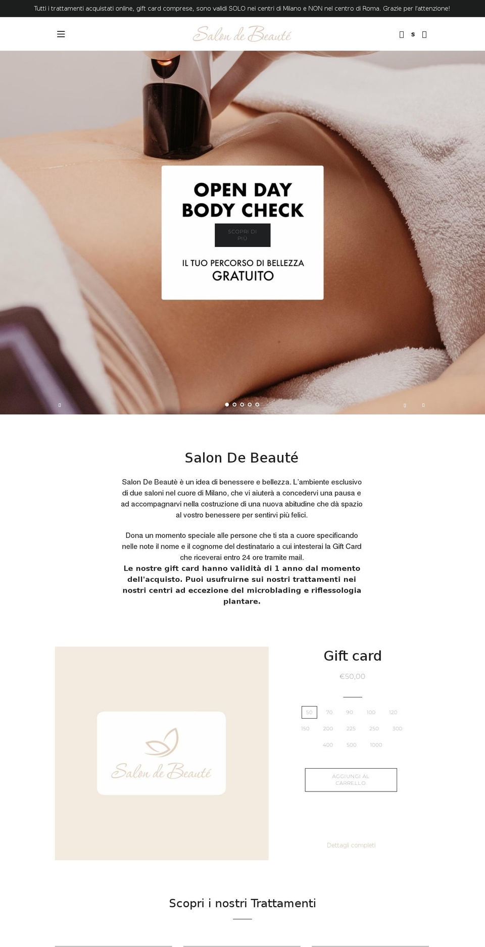 salondebeaute.it shopify website screenshot