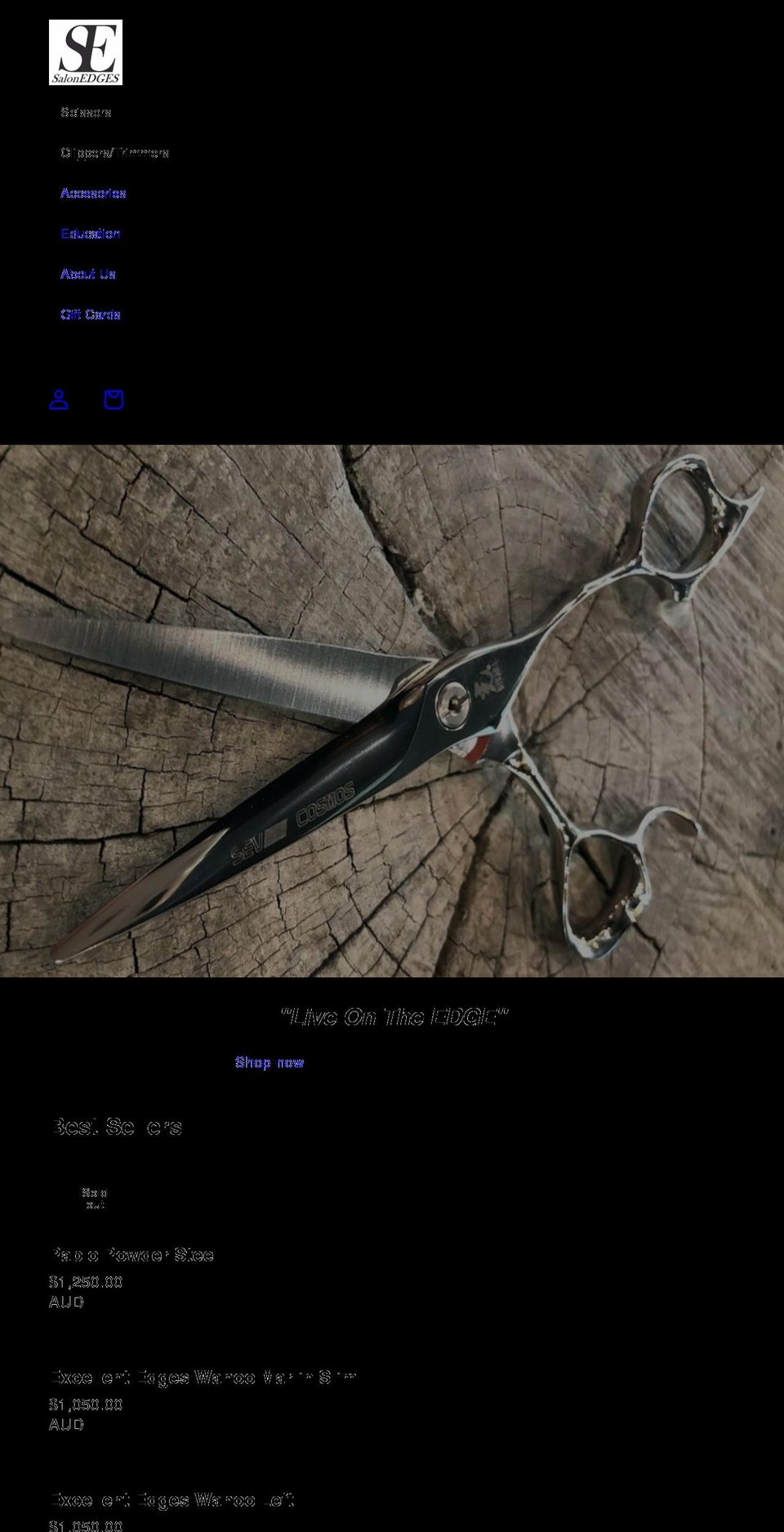 salonedges.com shopify website screenshot