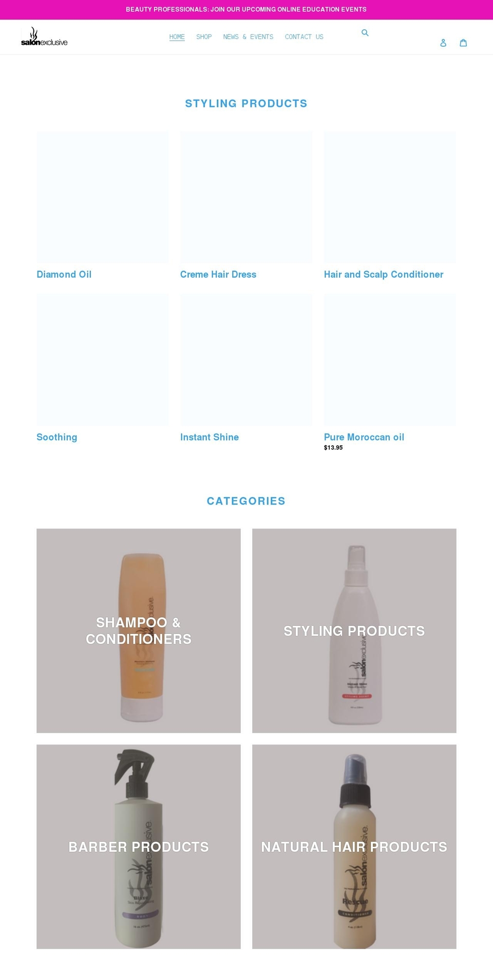 salonexclusive.net shopify website screenshot