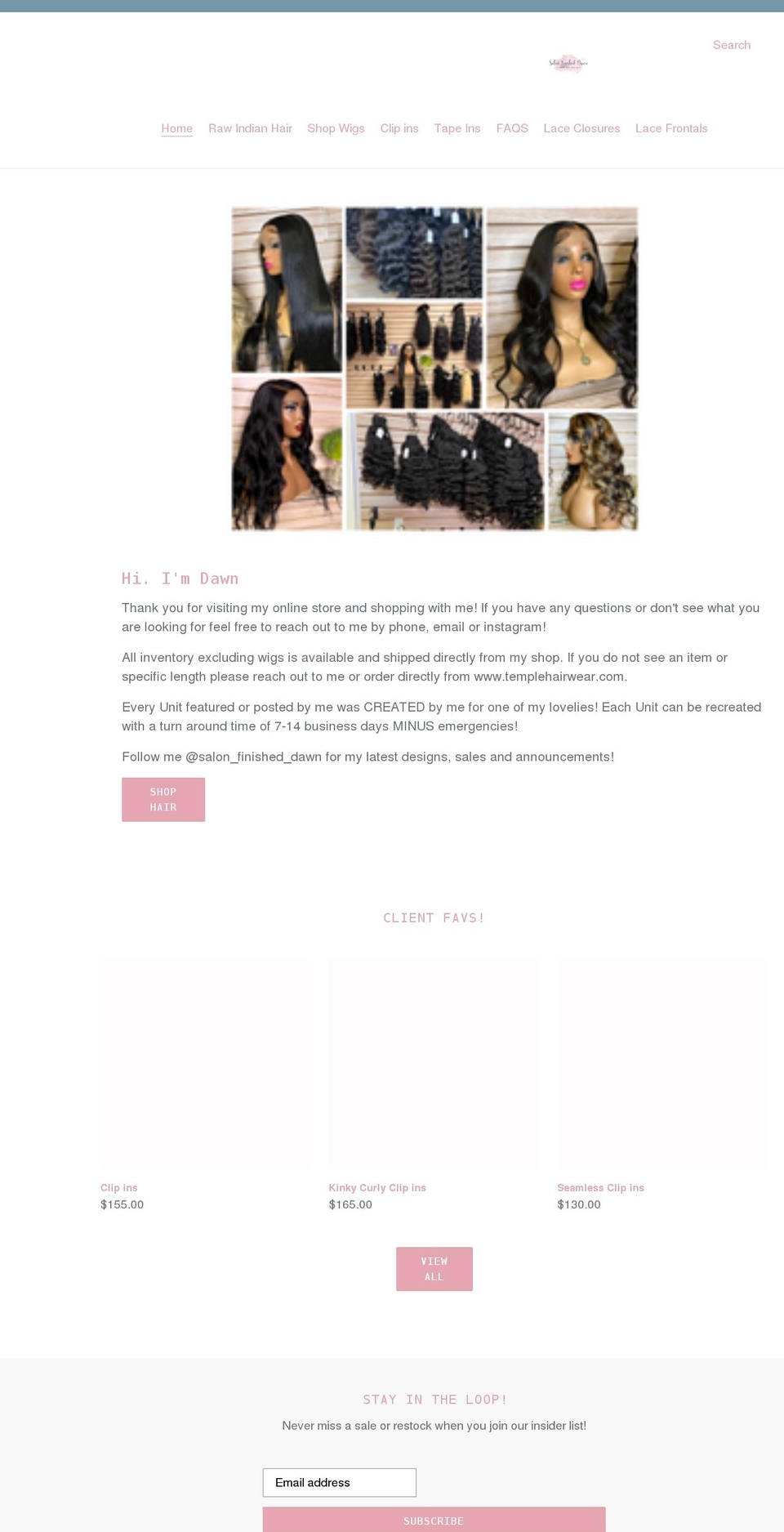 salonfinisheddawn.com shopify website screenshot