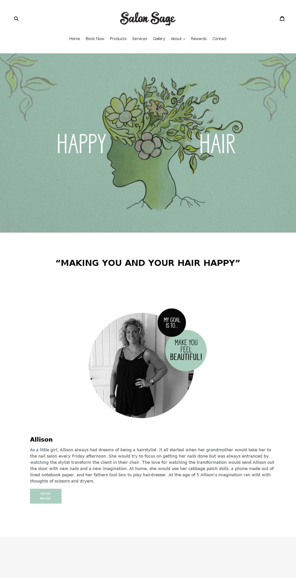 salonsagehair.com — Shopify storefront screenshot