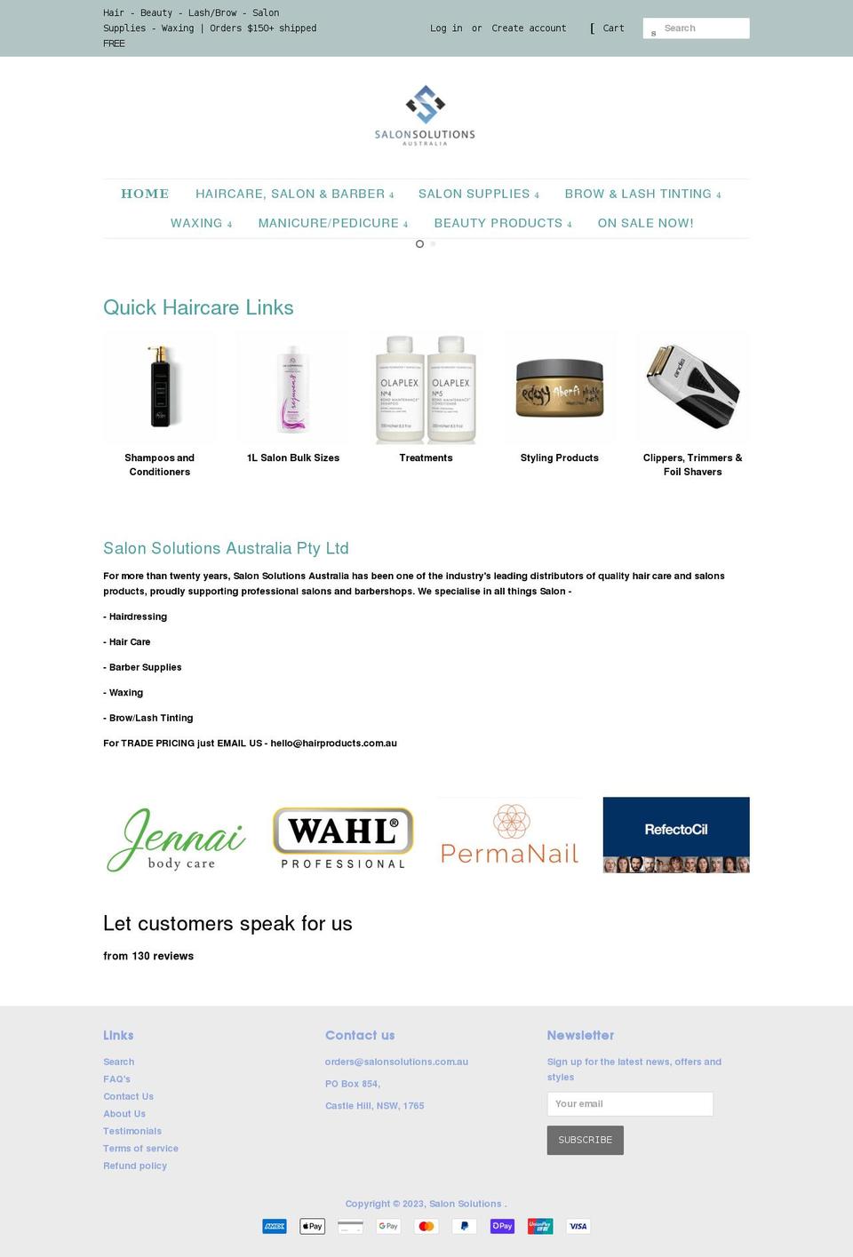 salonsolutions.com.au shopify website screenshot