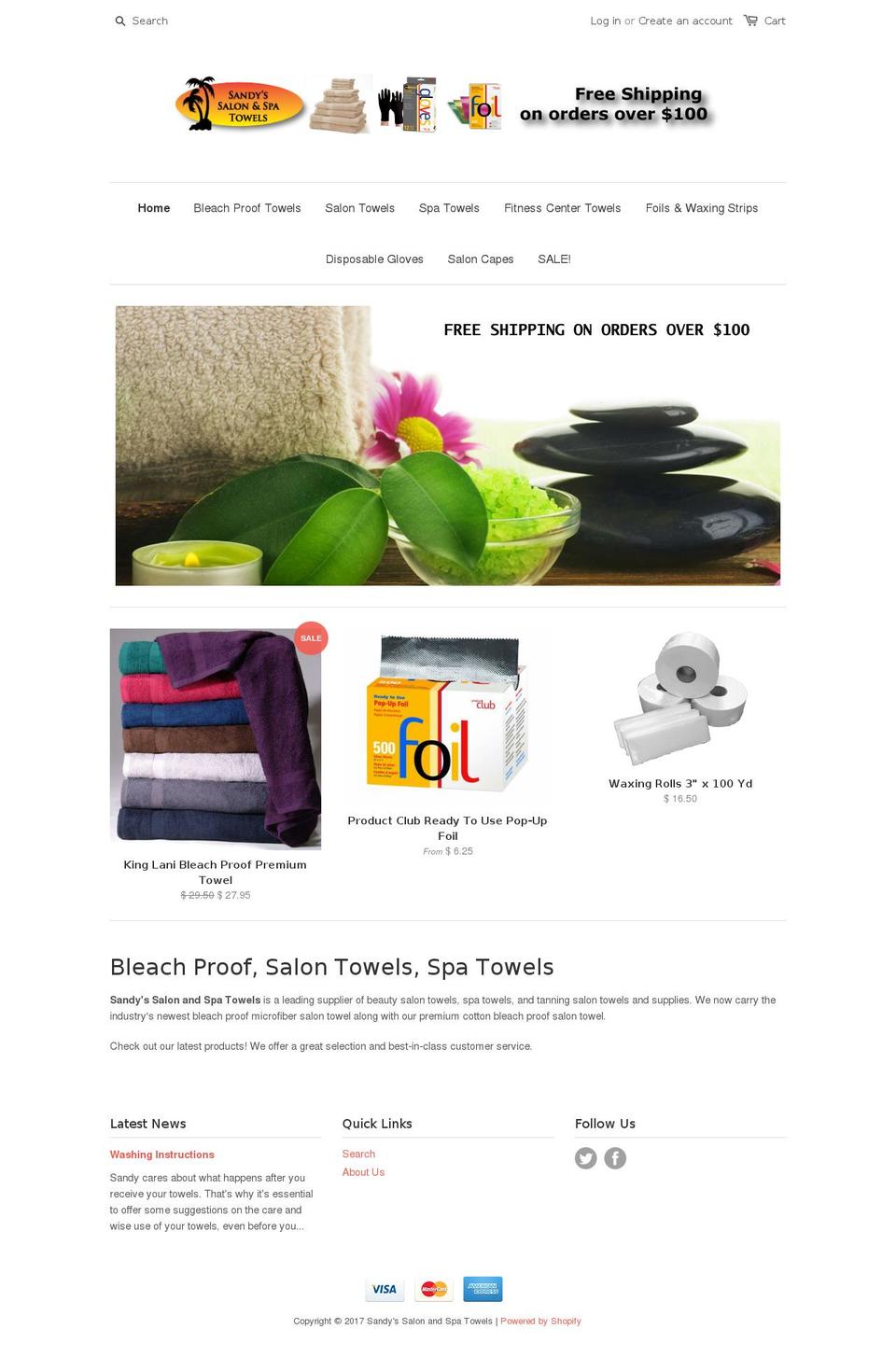 salonspatowels.com shopify website screenshot