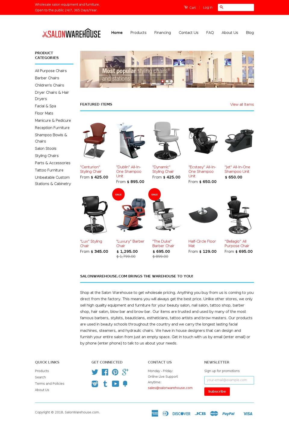 salonwarehouse.com shopify website screenshot