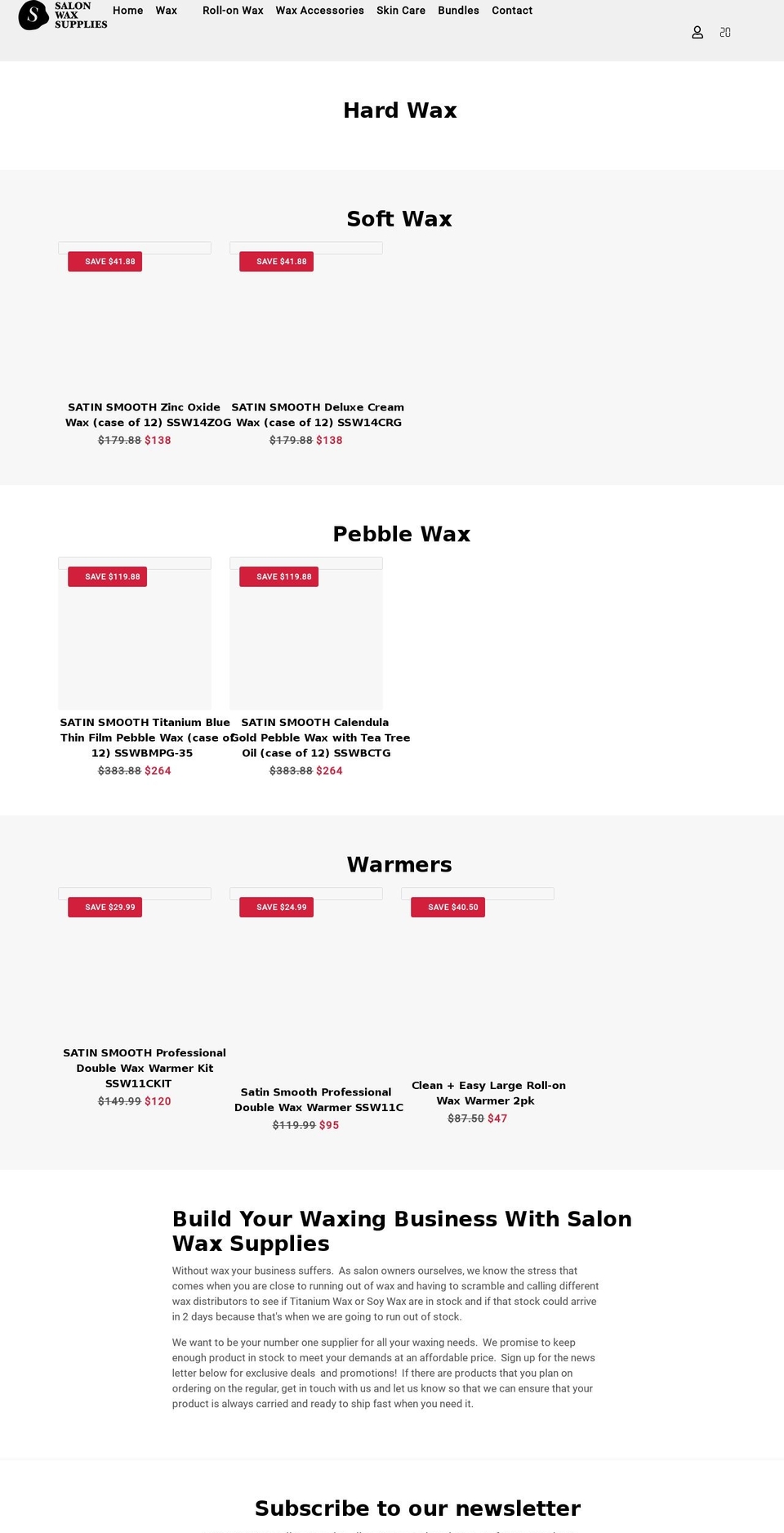 salonwaxsupplies.com shopify website screenshot