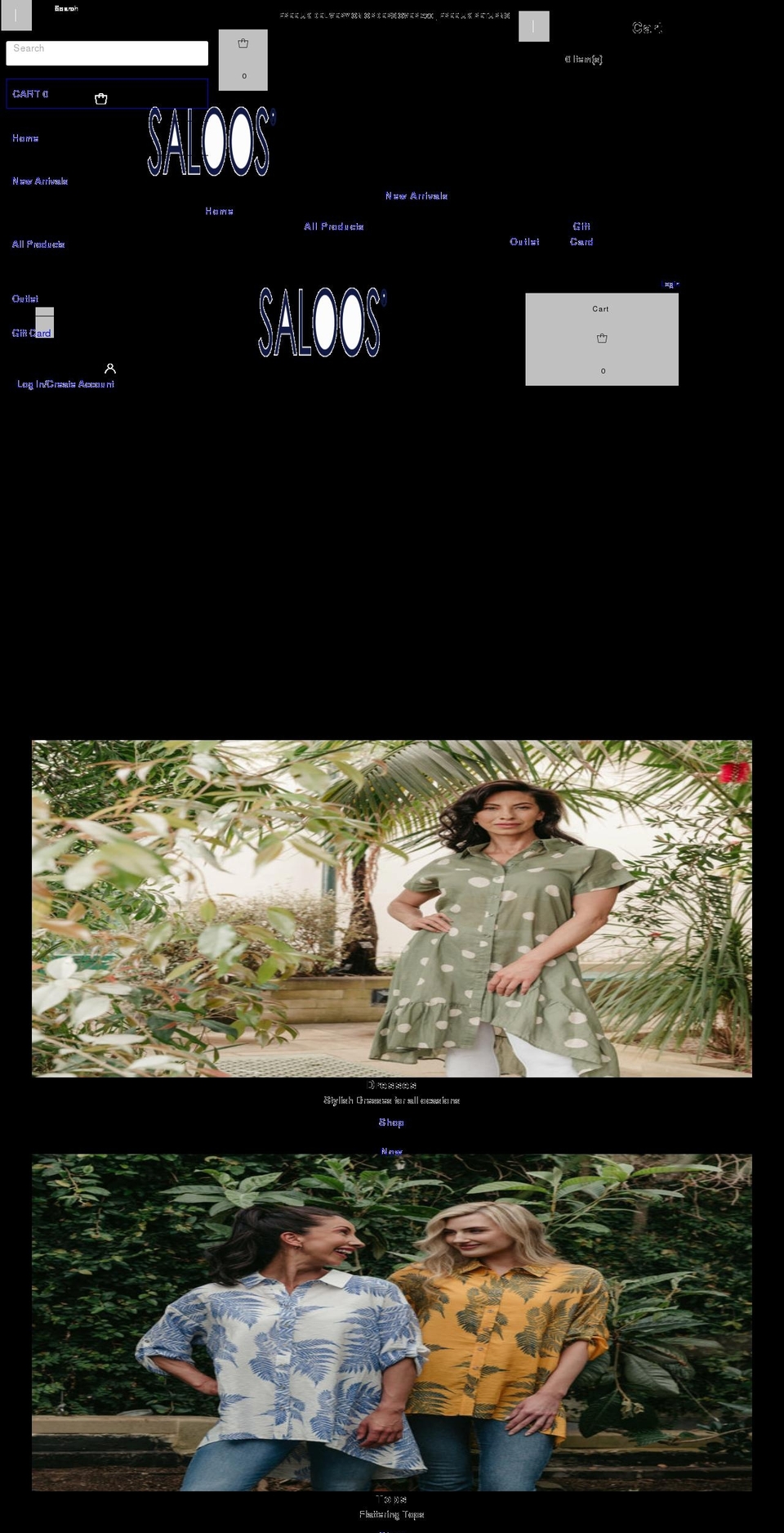 saloosonline.com shopify website screenshot