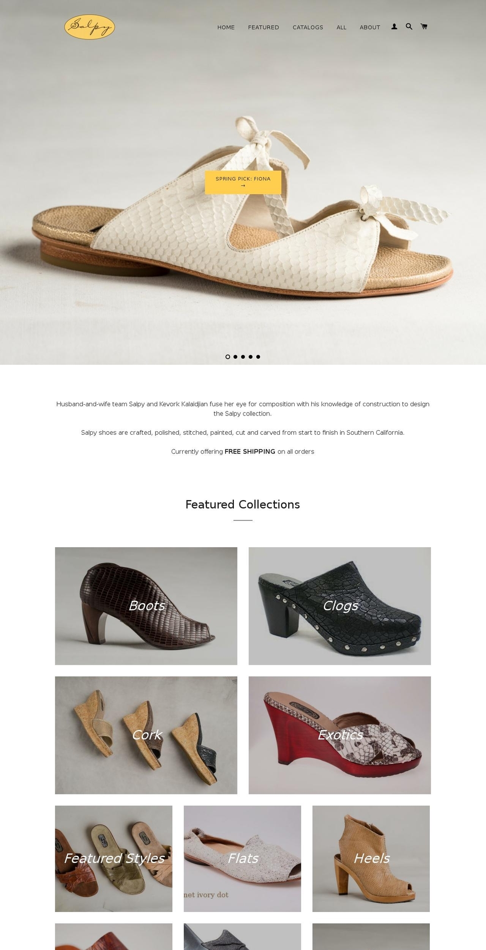 salpyshoes.com shopify website screenshot