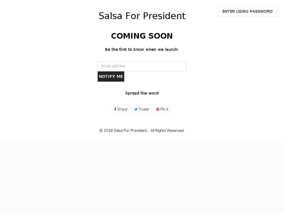 salsaforpresident.com — Shopify storefront screenshot