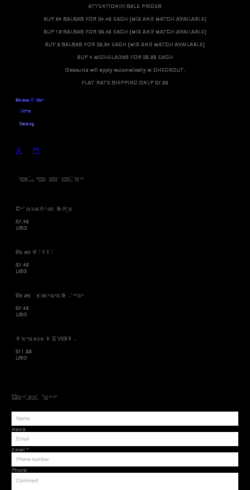 salsaseldon.com shopify website screenshot