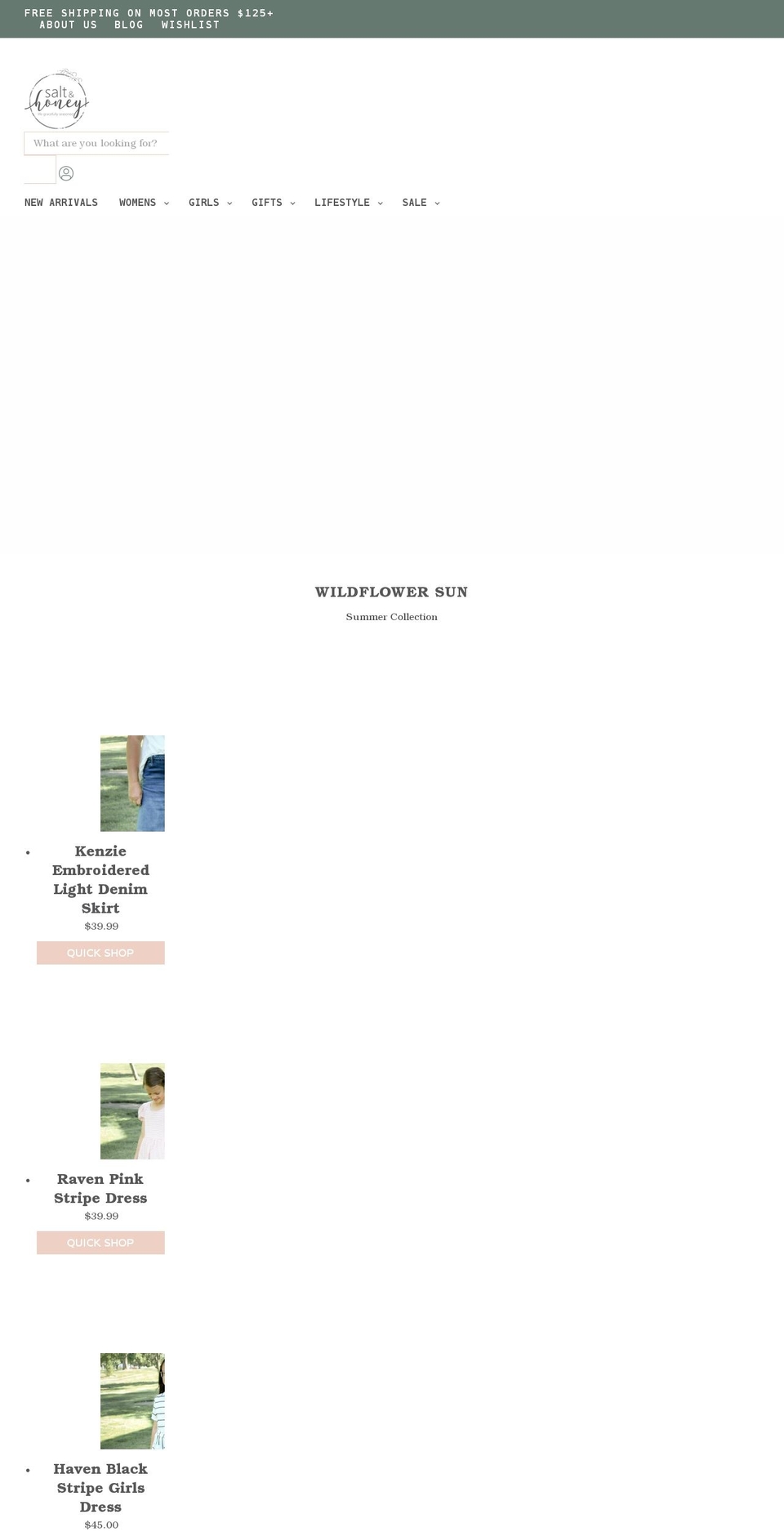 salt-honey.com shopify website screenshot