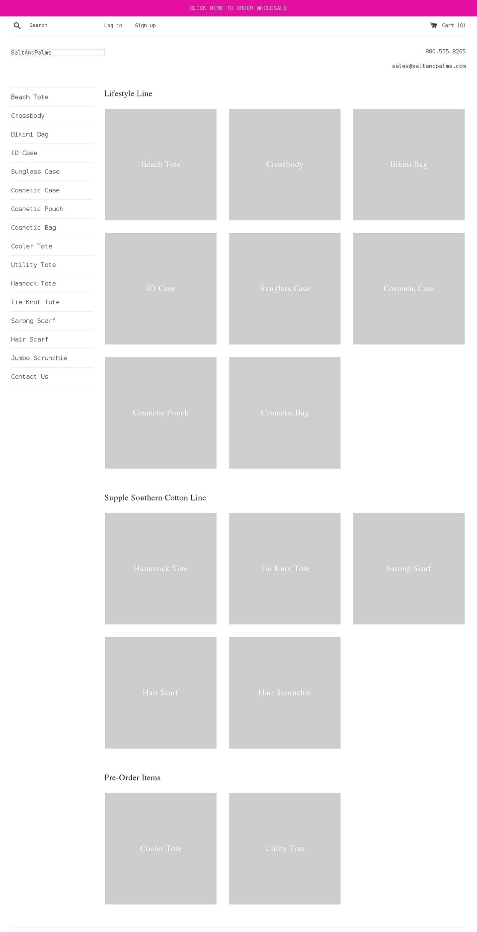 saltandpalms.com shopify website screenshot