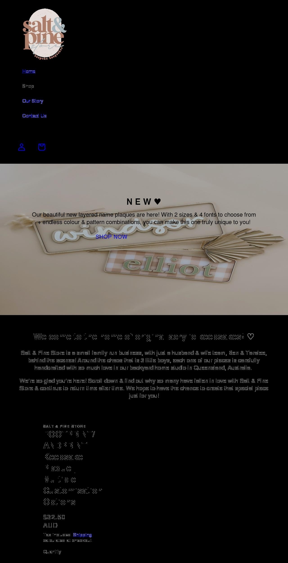 saltandpinestore.com shopify website screenshot