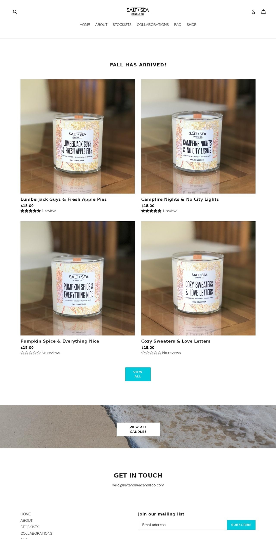 saltandseacandleco.com — Shopify storefront screenshot