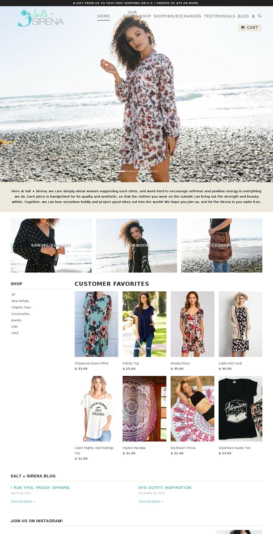 saltandsirena.com shopify website screenshot