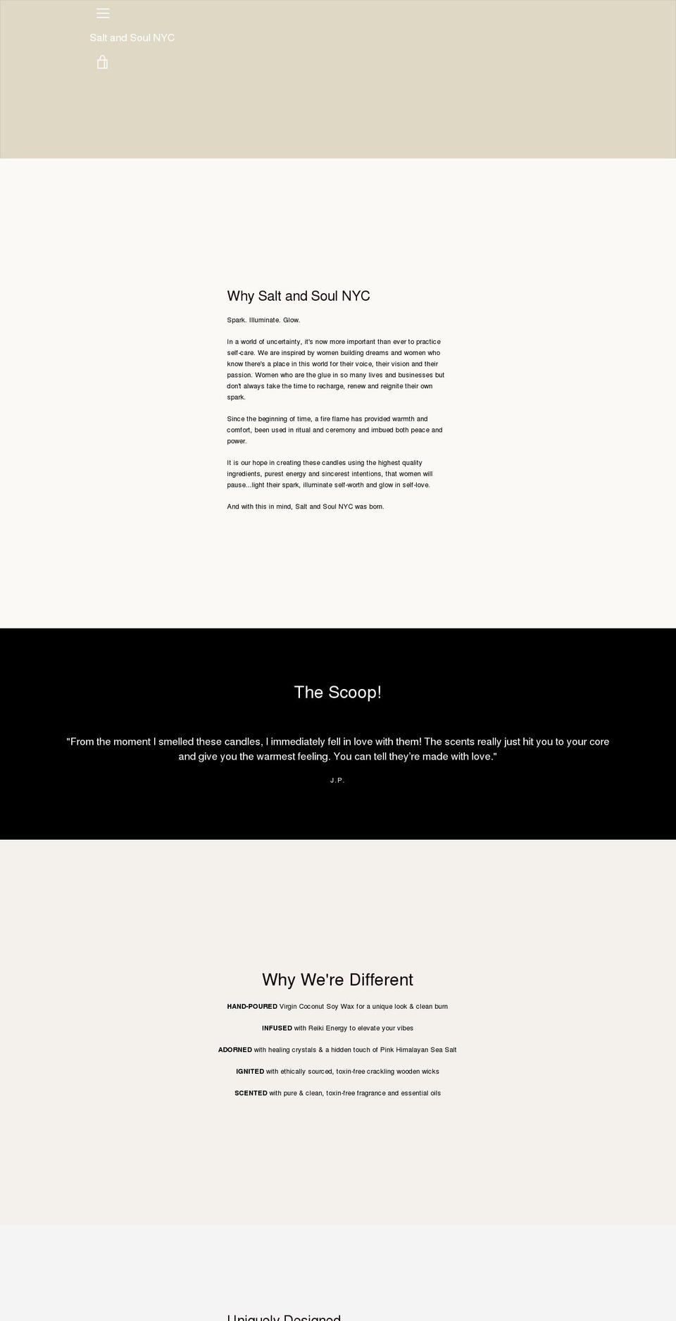 saltandsoulnyc.com shopify website screenshot