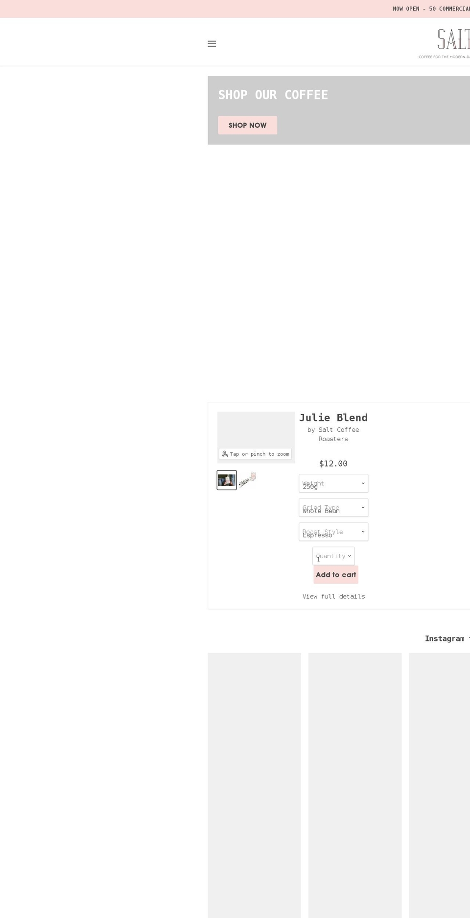 saltcoffee.com.au shopify website screenshot