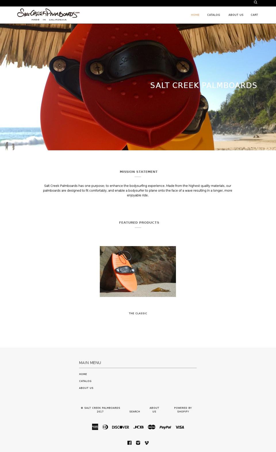 saltcreekpalmboards.com shopify website screenshot