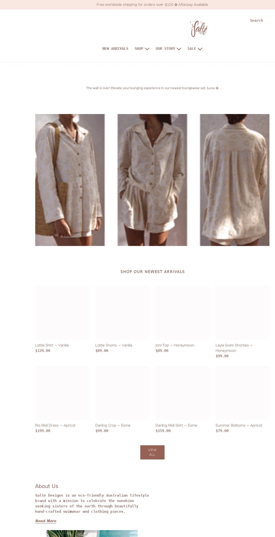 salte.com.au shopify website screenshot