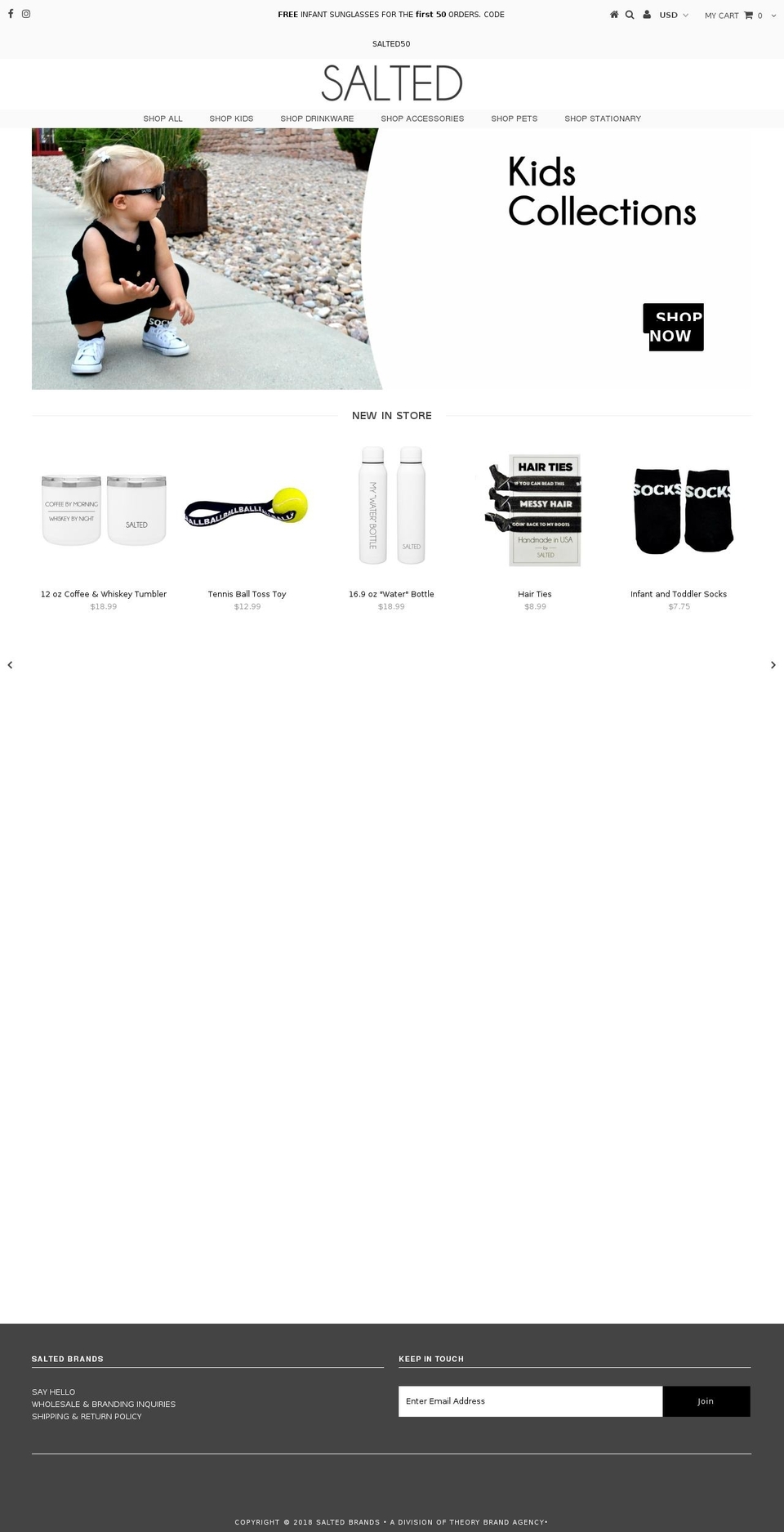 Salted Brands Launch Shopify theme site example salteddesign.com