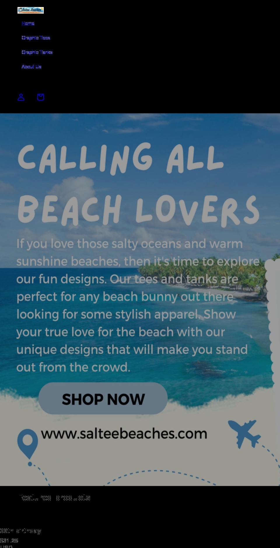 salteebeaches.com — Shopify storefront screenshot