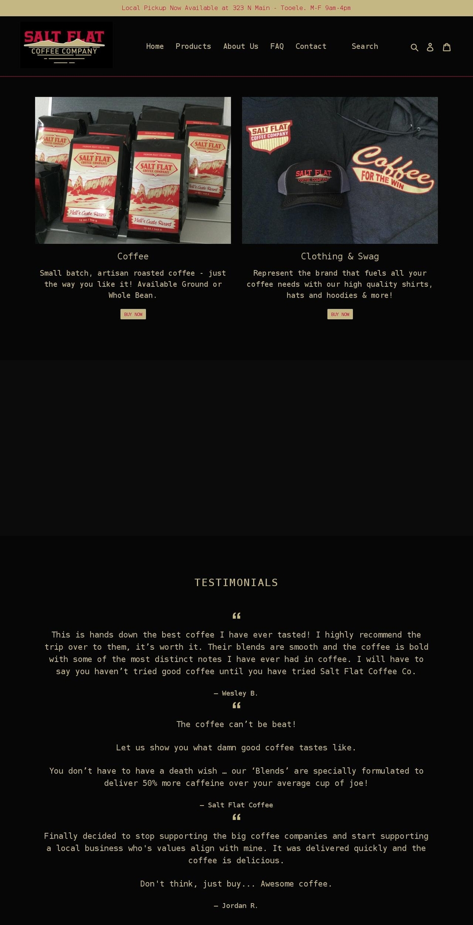 saltflatcoffee.com — Shopify storefront screenshot