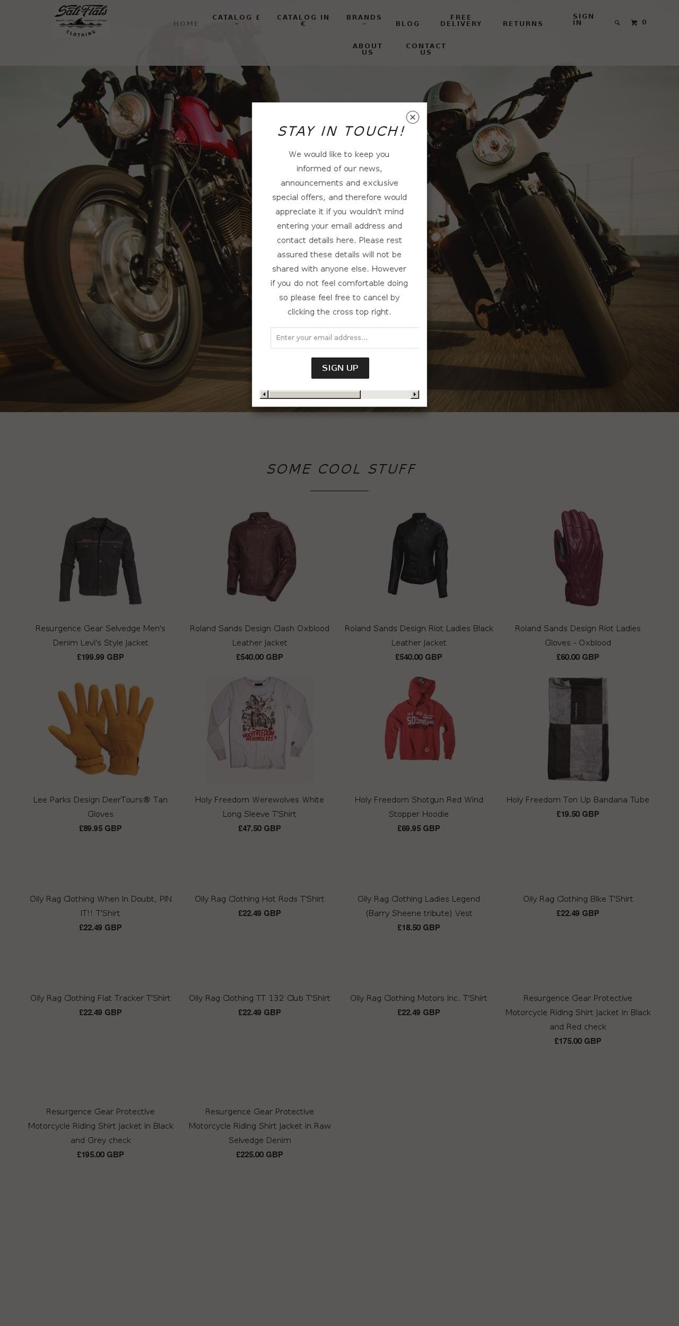 saltflatsclothing.co.uk shopify website screenshot