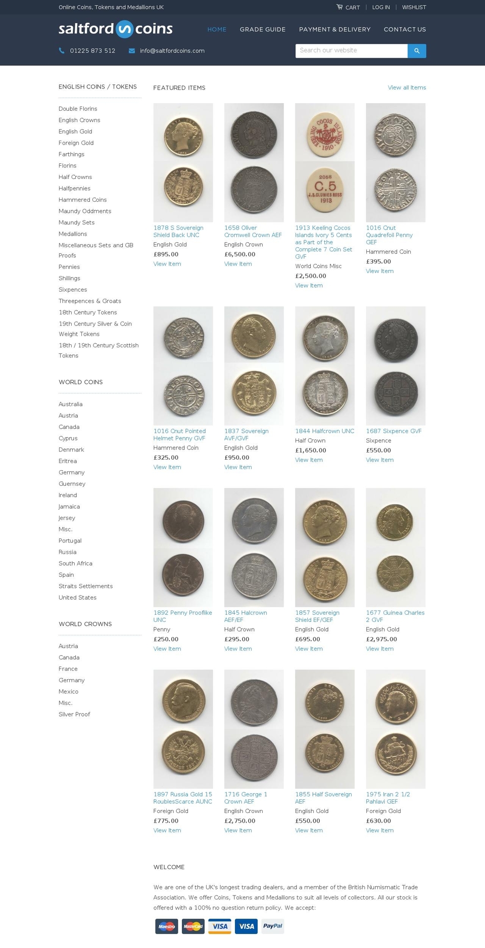 Classic - Saltford Coins Shopify theme site example saltfordcoins.com