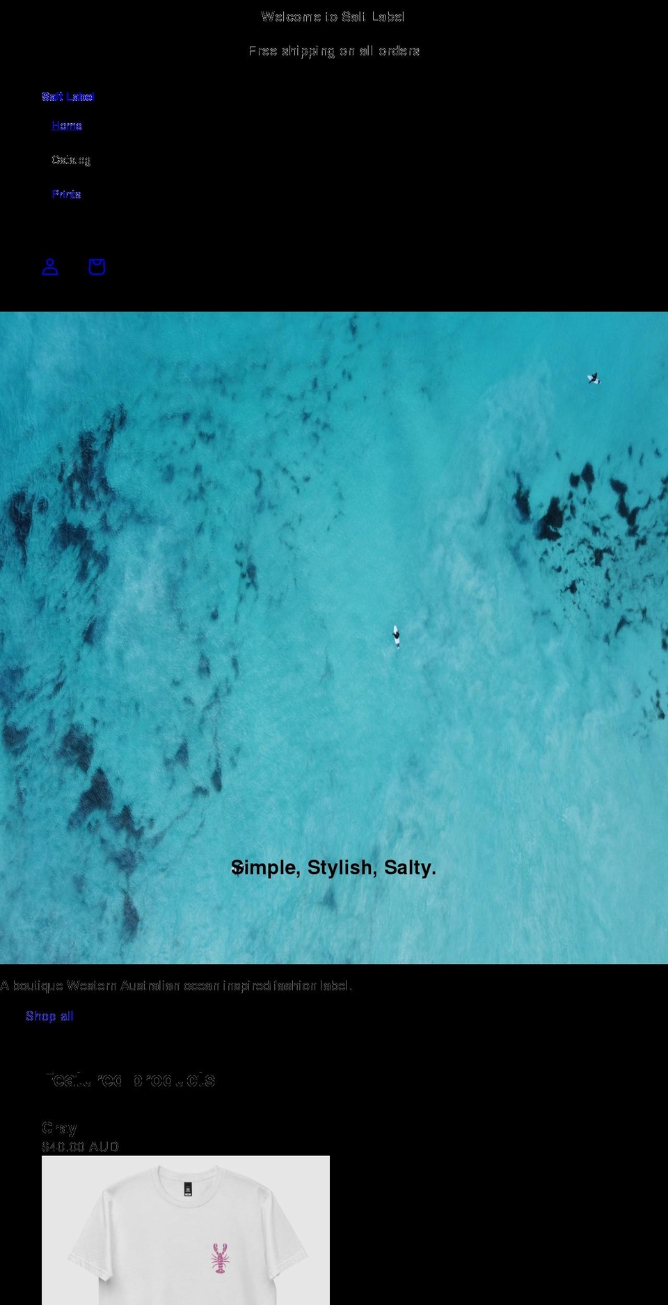 saltlabel.com shopify website screenshot