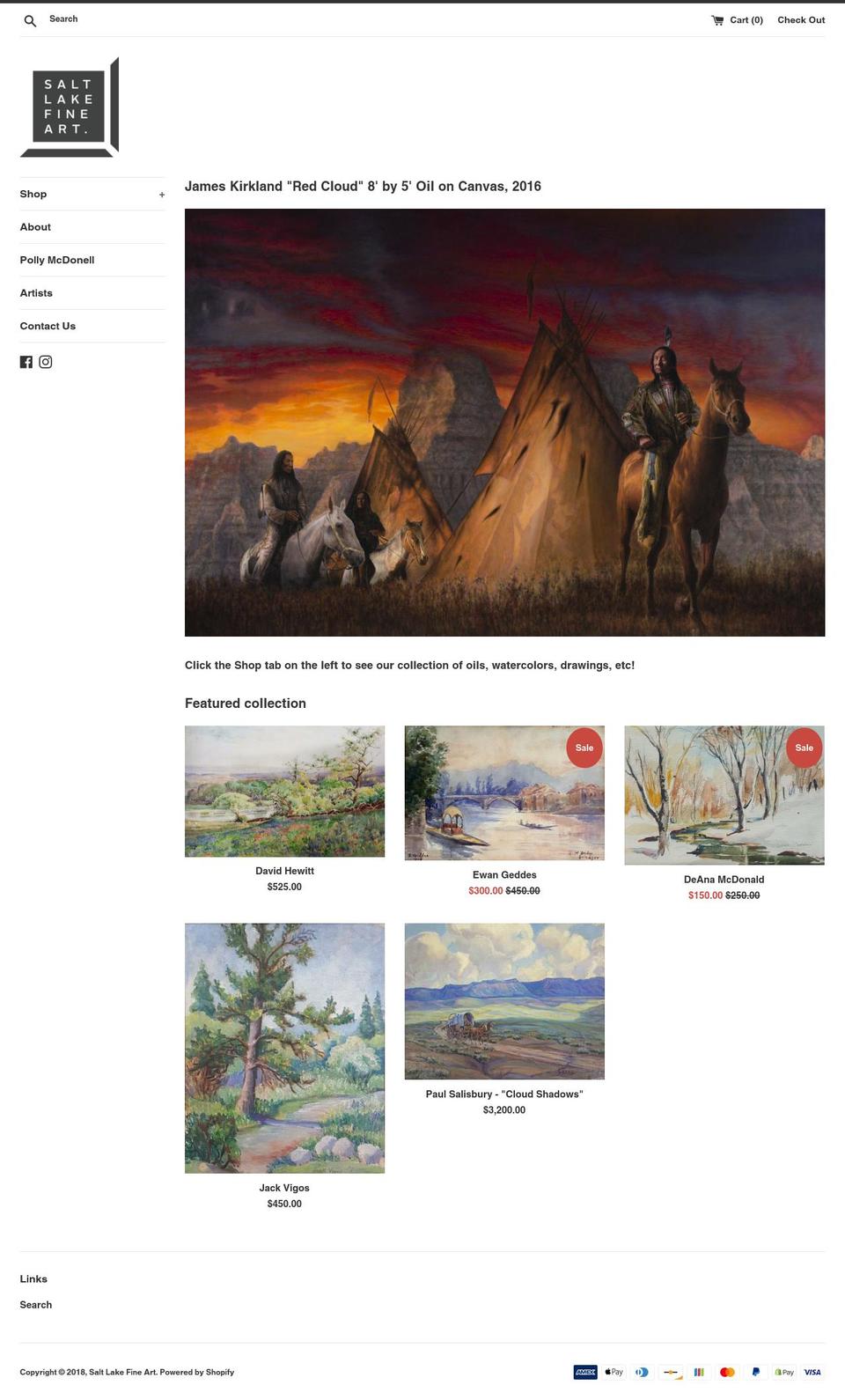 saltlakefineart.com — Shopify storefront screenshot