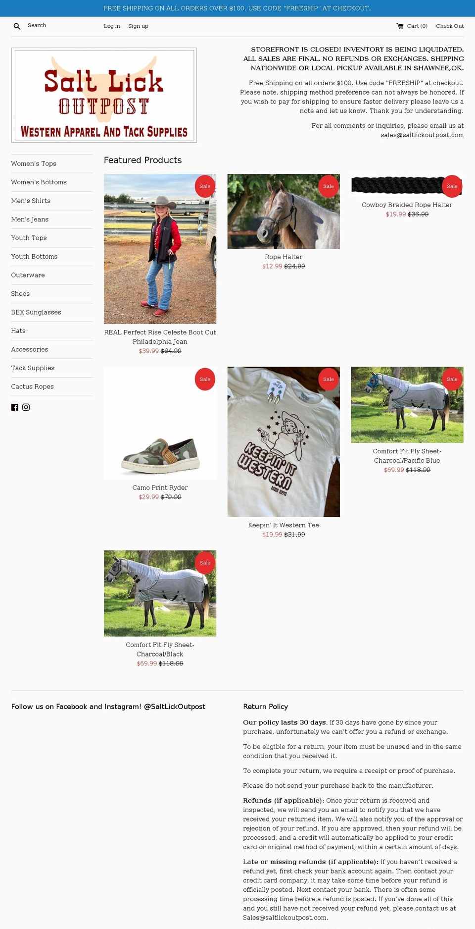 saltlickoutpost.com shopify website screenshot