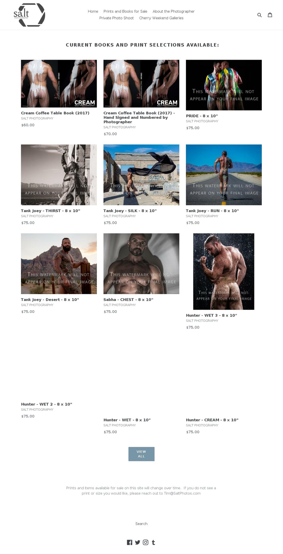 saltphotosafterdark.com — Shopify storefront screenshot