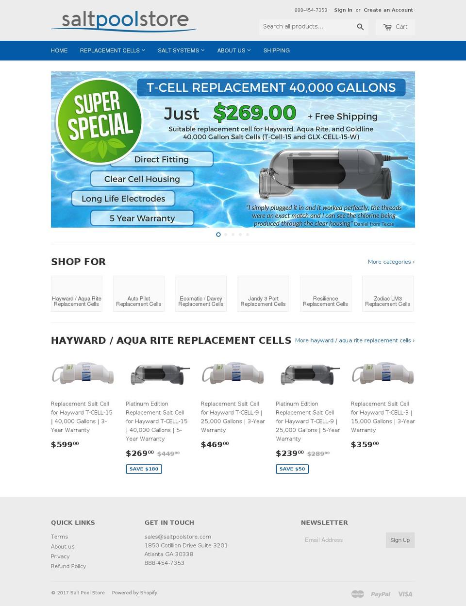 saltpoolstore.com shopify website screenshot