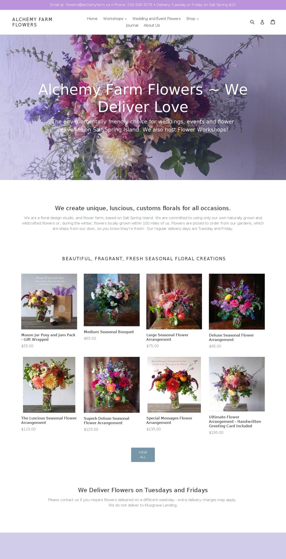saltspringbouquets.com — Shopify storefront screenshot