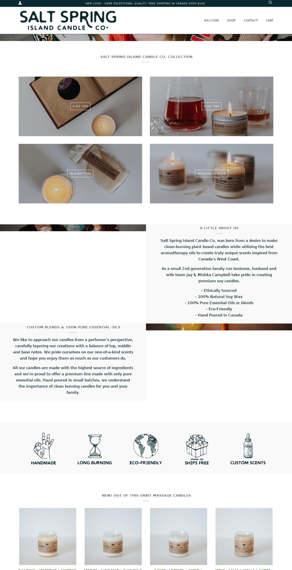 saltspringcandles.com shopify website screenshot