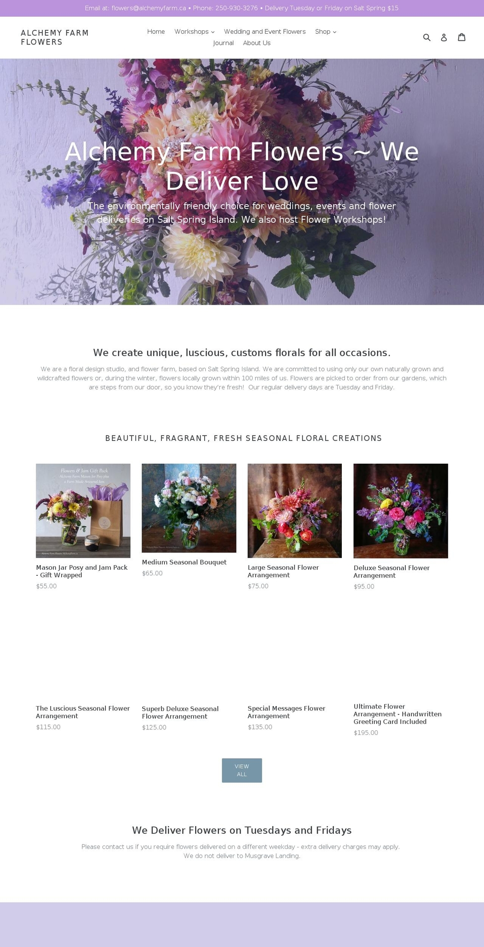 saltspringflowerfarm.com — Shopify storefront screenshot