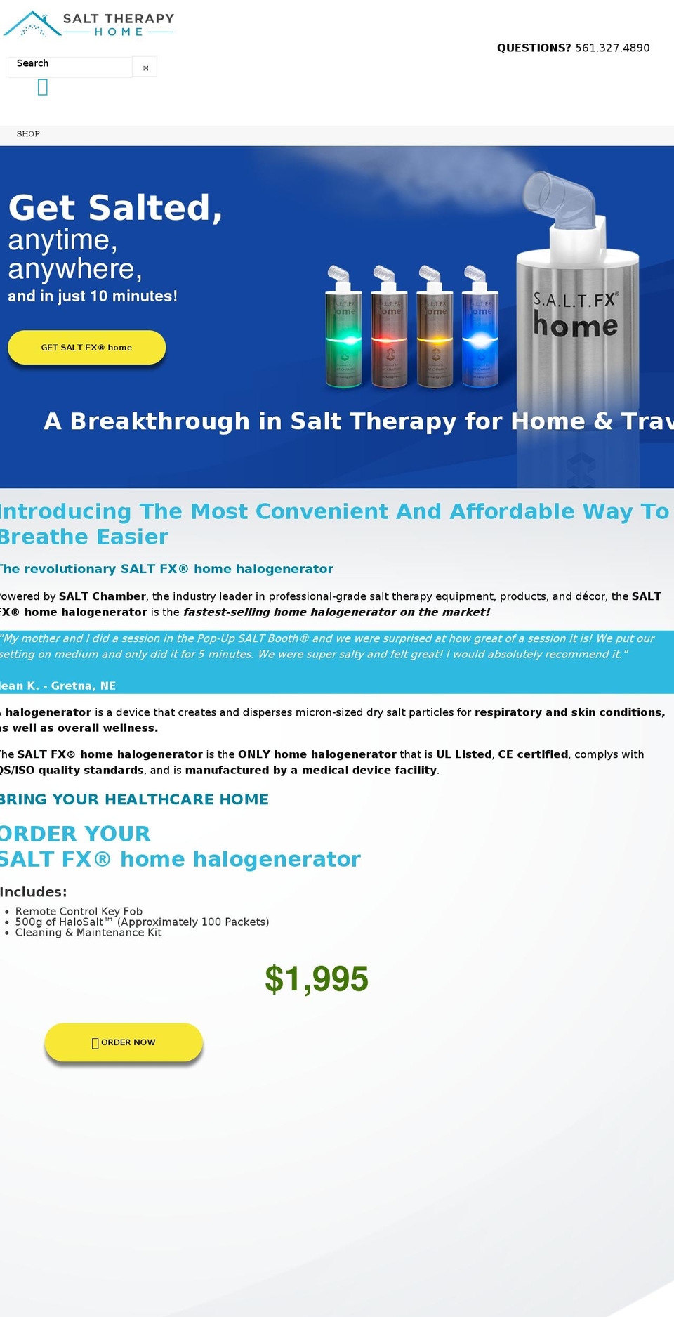 salttherapyhome.com shopify website screenshot