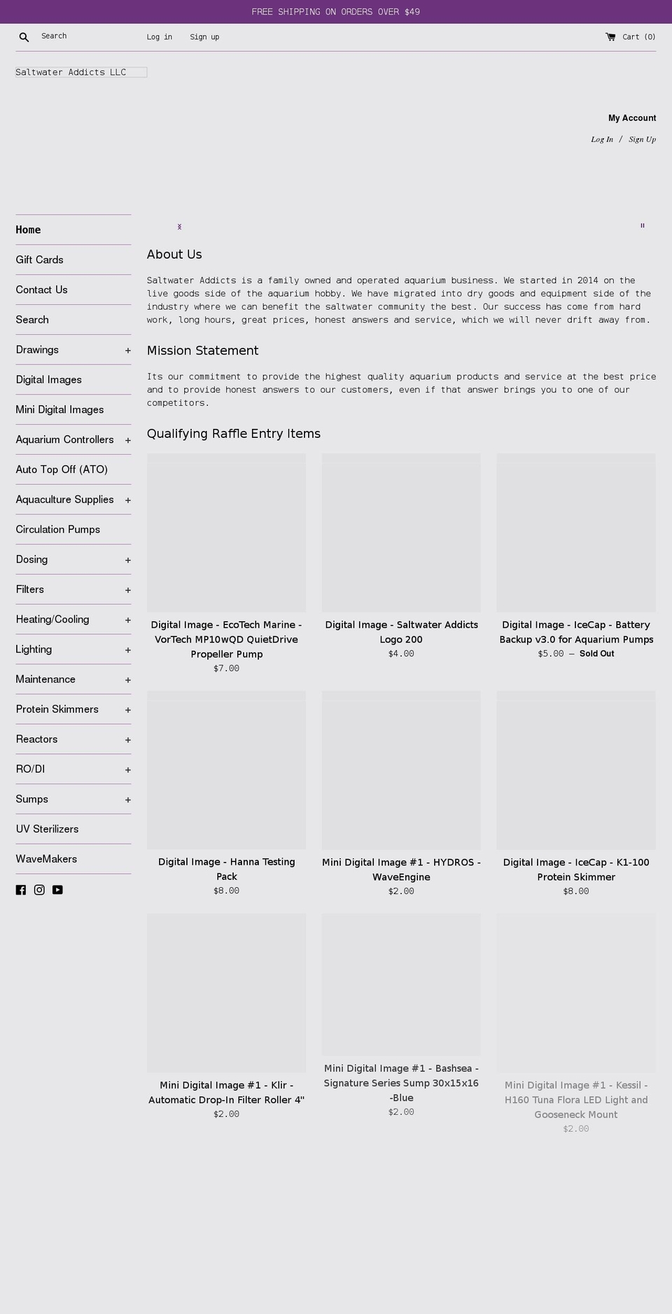 saltwater-addicts.com shopify website screenshot