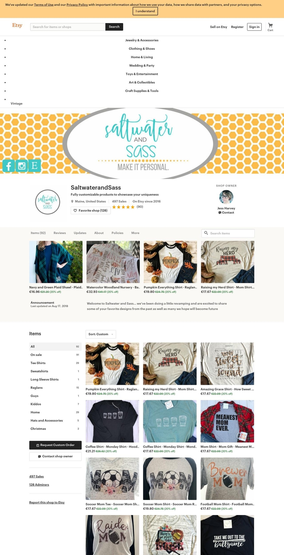saltwaterandsass.com — Shopify storefront screenshot