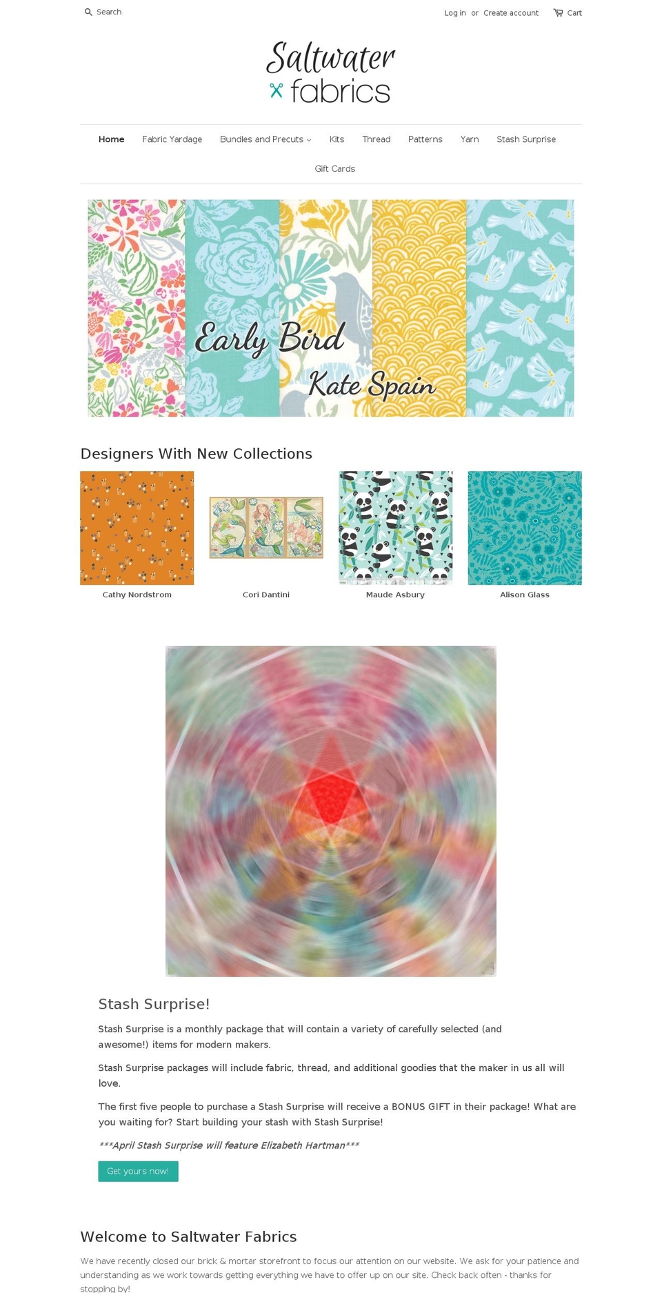 saltwaterfabric.com shopify website screenshot