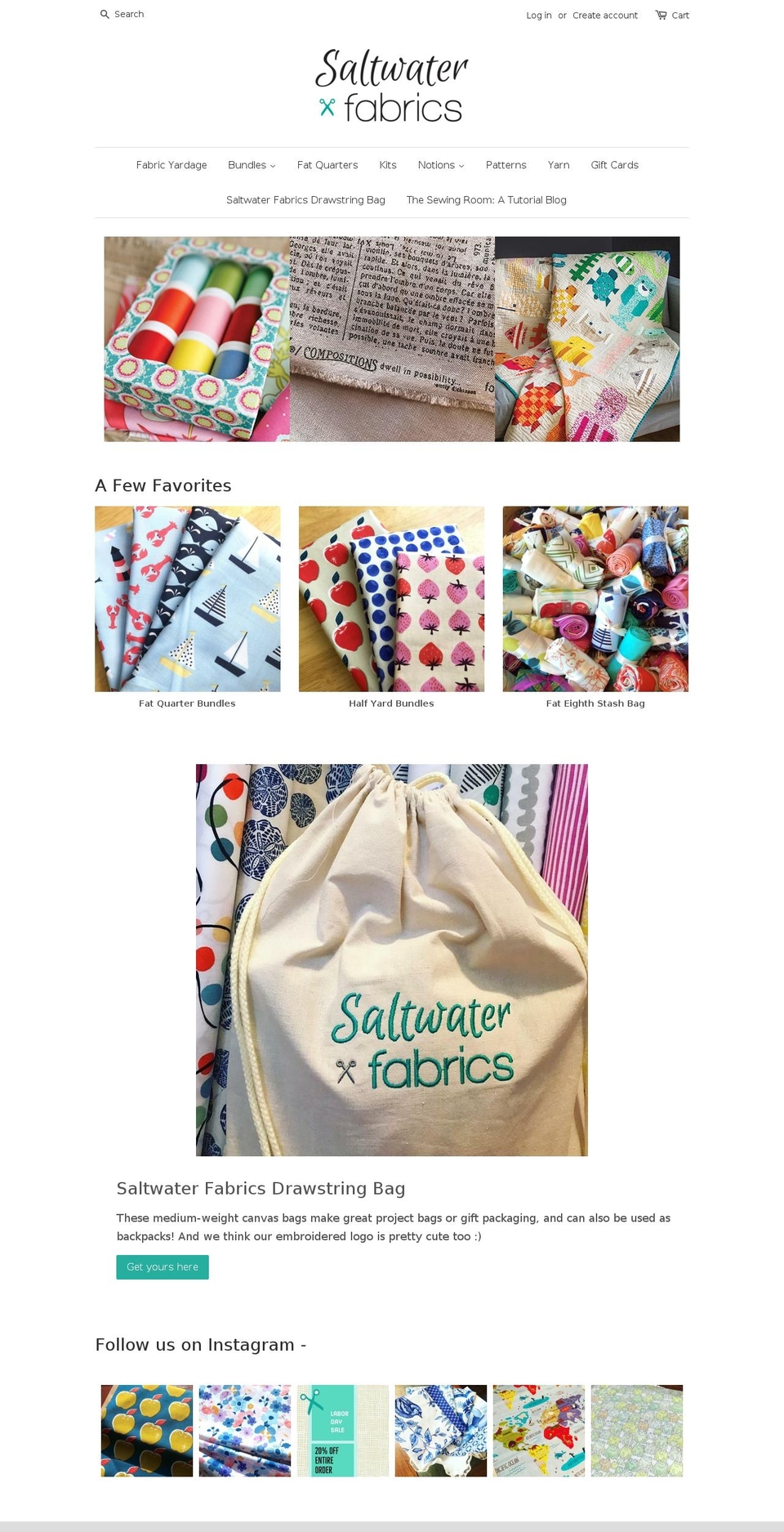 saltwaterfabrics.com shopify website screenshot