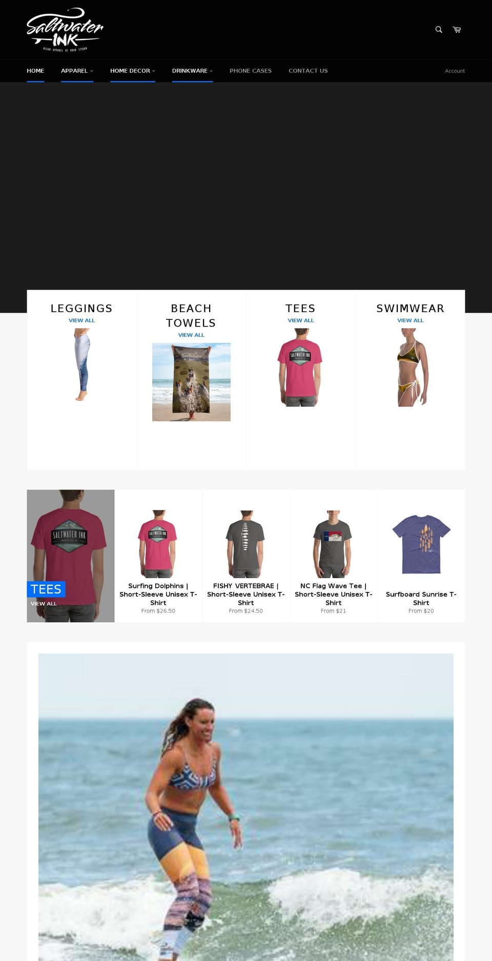 saltwaterink.com shopify website screenshot
