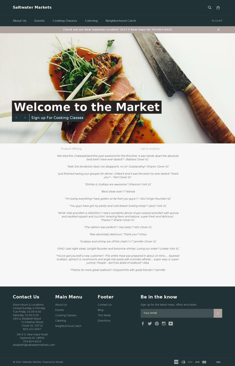saltwatermarkets.com — Shopify storefront screenshot